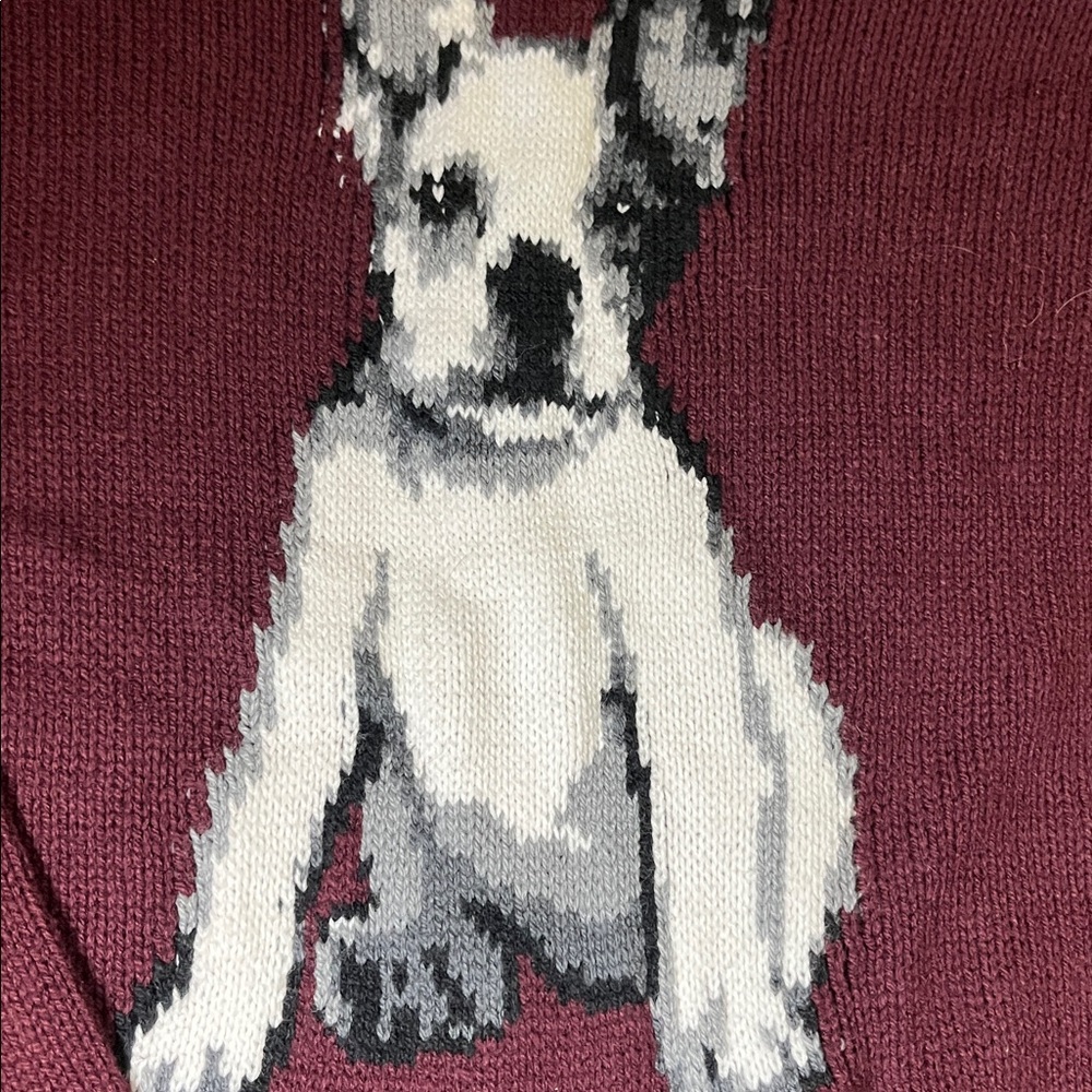 Falls Creek Burgundy Sweater with Dog Design - Picture 3 of 4